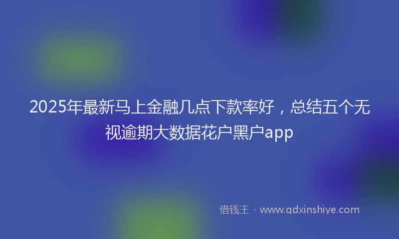 2025年最新马上金融几点下款率好，总结五个无视逾期大数据花户黑户app