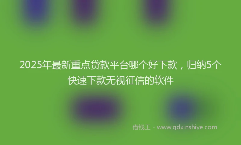 2025年最新重点贷款平台哪个好下款，归纳5个快速下款无视征信的软件