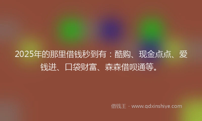 2025年的那里借钱秒到有：酷购、现金点点、爱钱进、口袋财富、森森借呗通等。