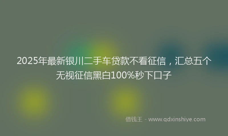 2025年最新银川二手车贷款不看征信，汇总五个无视征信黑白100%秒下口子
