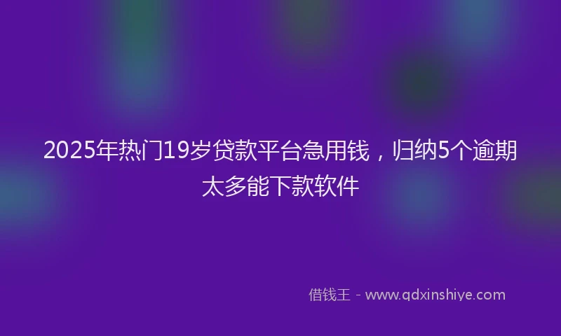 2025年热门19岁贷款平台急用钱，归纳5个逾期太多能下款软件