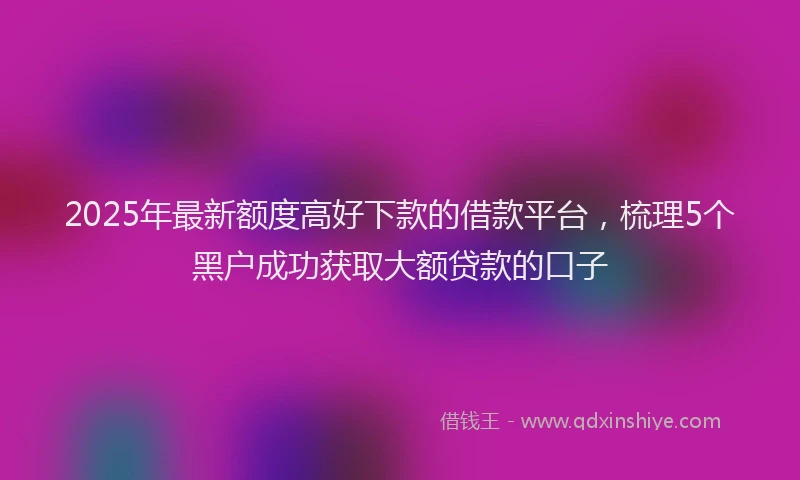 2025年最新额度高好下款的借款平台，梳理5个黑户成功获取大额贷款的口子