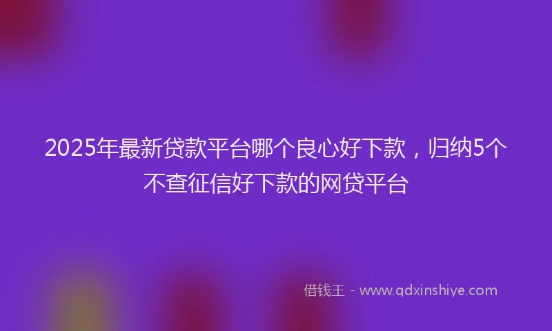 2025年最新贷款平台哪个良心好下款，归纳5个不查征信好下款的网贷平台