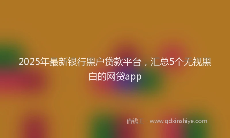 2025年最新银行黑户贷款平台，汇总5个无视黑白的网贷app