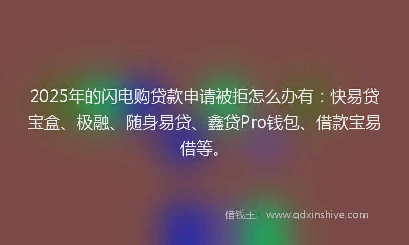 2025年的闪电购贷款申请被拒怎么办有：快易贷宝盒、极融、随身易贷、鑫贷Pro钱包、借款宝易借等。