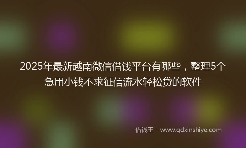 2025年最新越南微信借钱平台有哪些，整理5个急用小钱不求征信流水轻松贷的软件