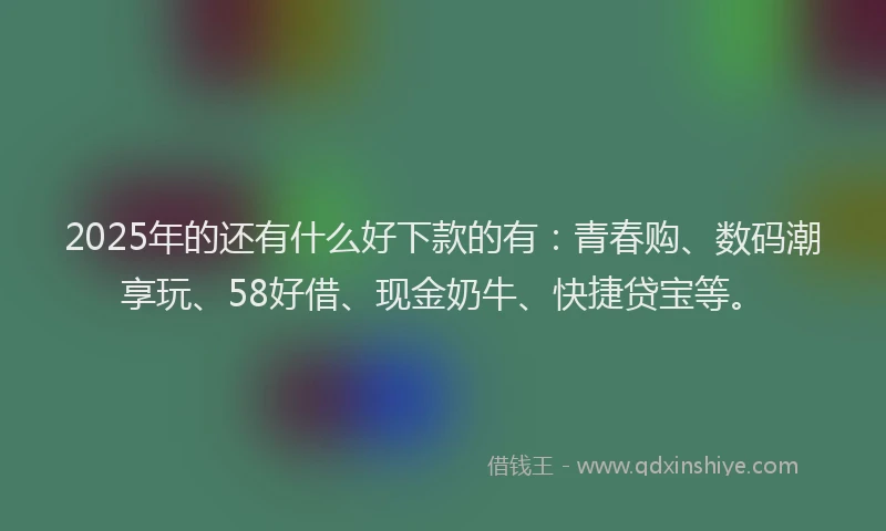 2025年的还有什么好下款的有：青春购、数码潮享玩、58好借、现金奶牛、快捷贷宝等。