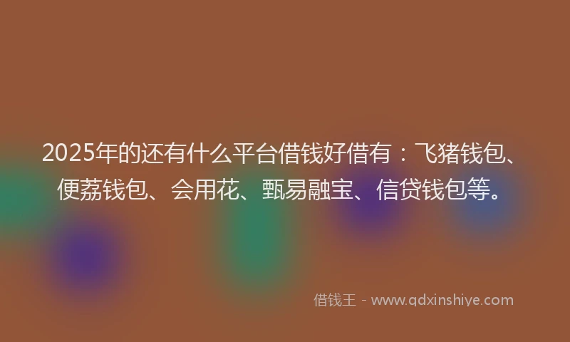 2025年的还有什么平台借钱好借有：飞猪钱包、便荔钱包、会用花、甄易融宝、信贷钱包等。