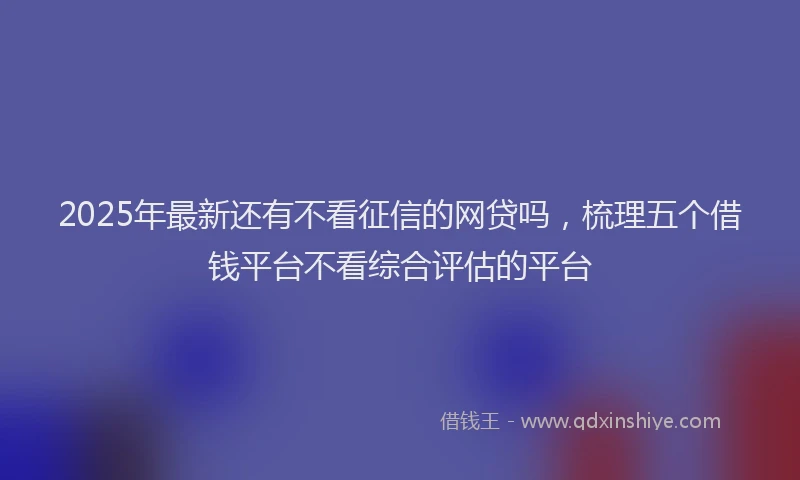 2025年最新还有不看征信的网贷吗，梳理五个借钱平台不看综合评估的平台
