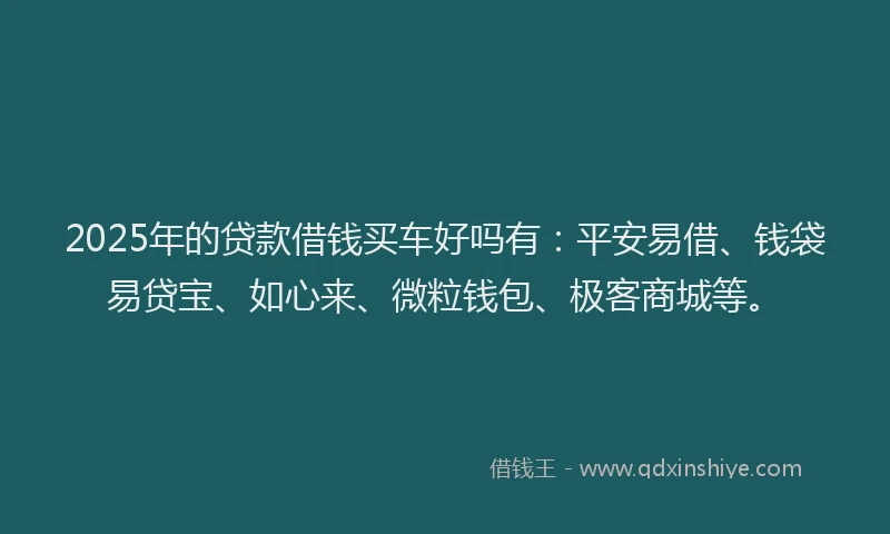 2025年的贷款借钱买车好吗有：平安易借、钱袋易贷宝、如心来、微粒钱包、极客商城等。
