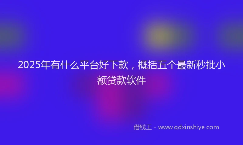 2025年有什么平台好下款，概括五个最新秒批小额贷款软件