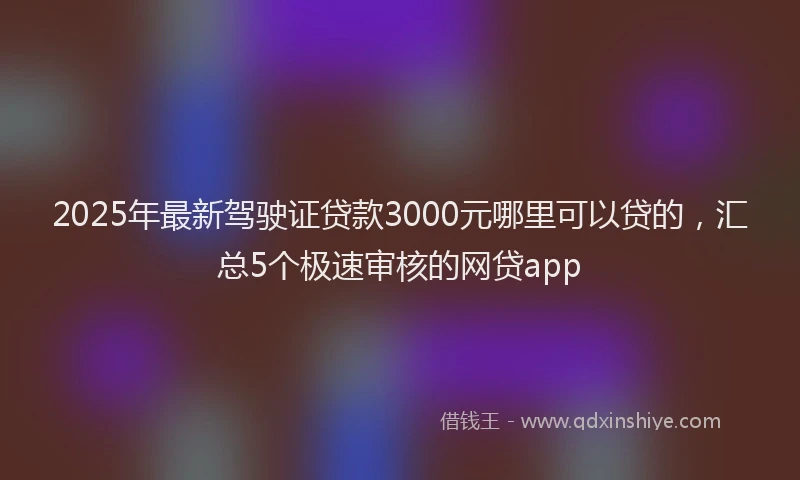 2025年最新驾驶证贷款3000元哪里可以贷的，汇总5个极速审核的网贷app