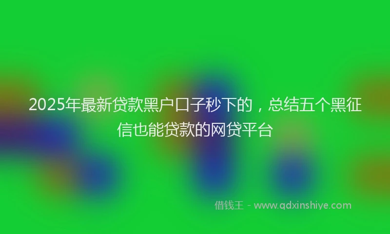 2025年最新贷款黑户口子秒下的，总结五个黑征信也能贷款的网贷平台