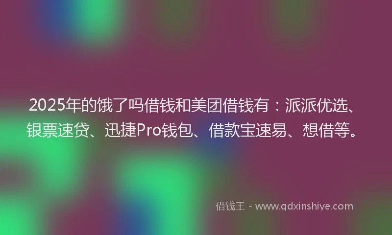 2025年的饿了吗借钱和美团借钱有：派派优选、银票速贷、迅捷Pro钱包、借款宝速易、想借等。