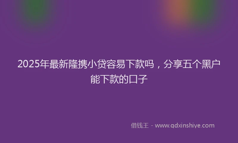 2025年最新隆携小贷容易下款吗，分享五个黑户能下款的口子
