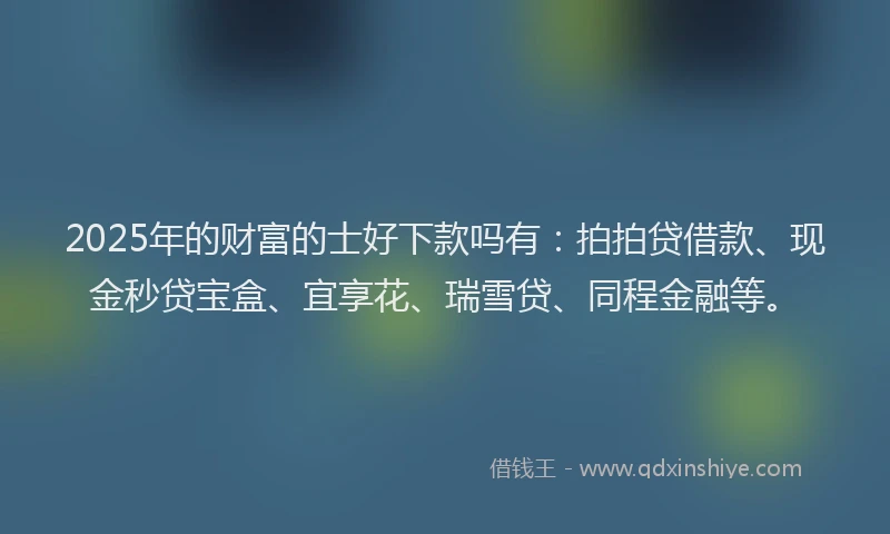 2025年的财富的士好下款吗有：拍拍贷借款、现金秒贷宝盒、宜享花、瑞雪贷、同程金融等。