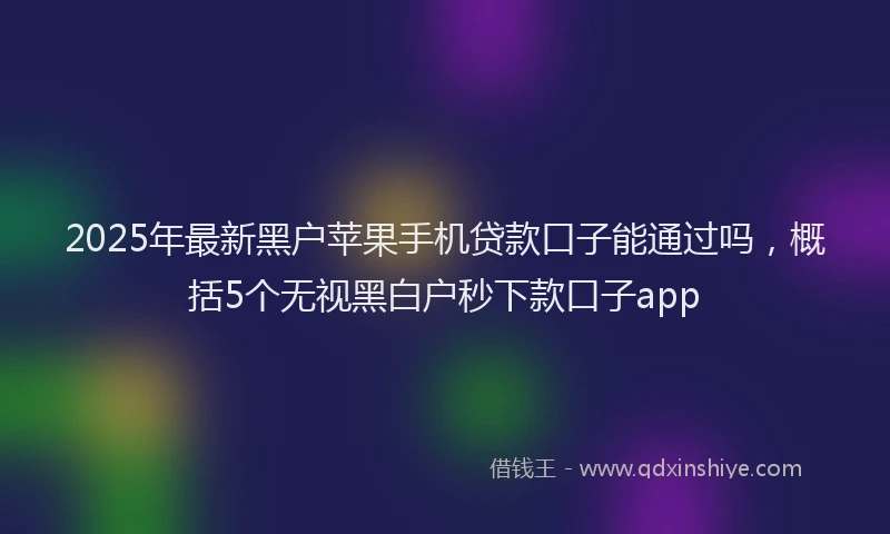 2025年最新黑户苹果手机贷款口子能通过吗，概括5个无视黑白户秒下款口子app