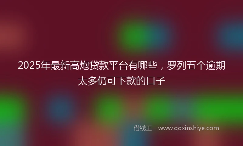 2025年最新高炮贷款平台有哪些，罗列五个逾期太多仍可下款的口子