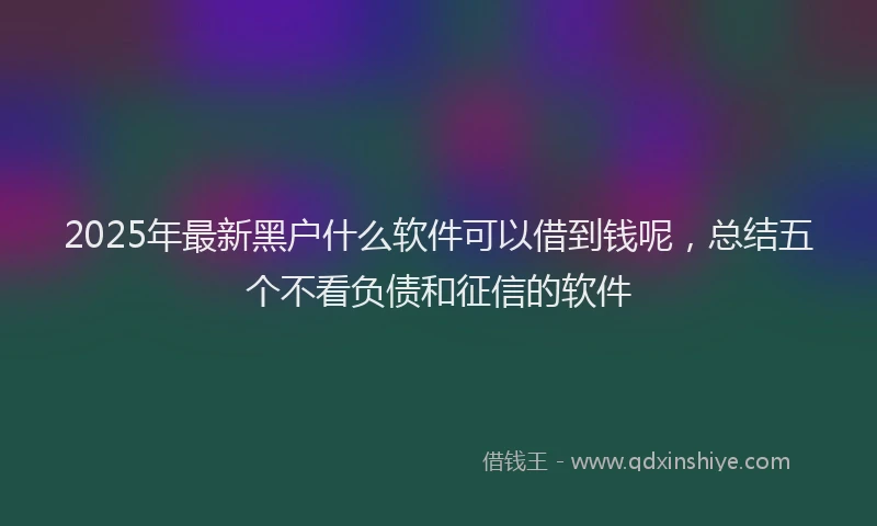 2025年最新黑户什么软件可以借到钱呢，总结五个不看负债和征信的软件