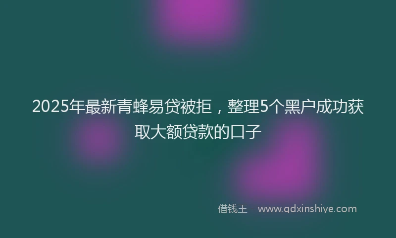 2025年最新青蜂易贷被拒，整理5个黑户成功获取大额贷款的口子