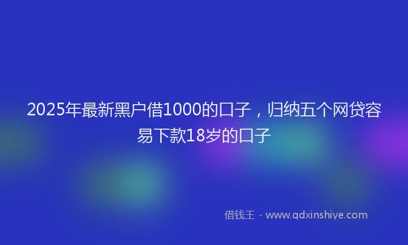 2025年最新黑户借1000的口子，归纳五个网贷容易下款18岁的口子