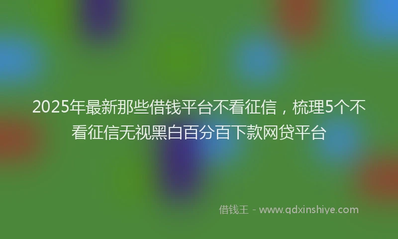 2025年最新那些借钱平台不看征信，梳理5个不看征信无视黑白百分百下款网贷平台
