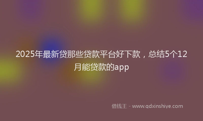2025年最新贷那些贷款平台好下款，总结5个12月能贷款的app
