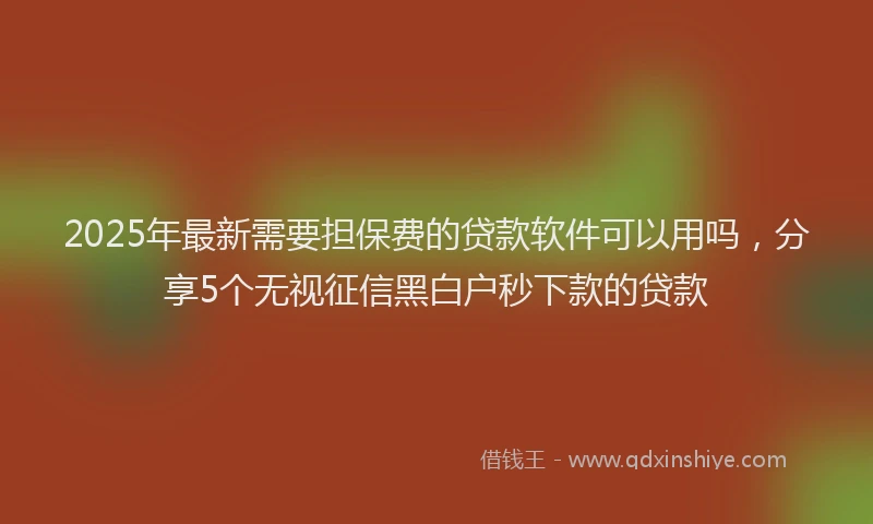 2025年最新需要担保费的贷款软件可以用吗，分享5个无视征信黑白户秒下款的贷款