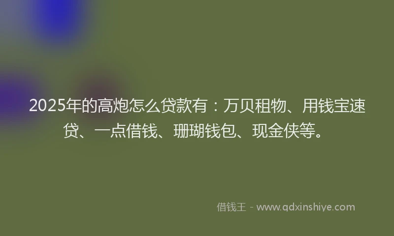 2025年的高炮怎么贷款有：万贝租物、用钱宝速贷、一点借钱、珊瑚钱包、现金侠等。