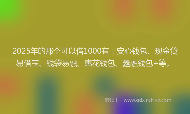 2025年的那个可以借1000有：安心钱包、现金贷易借宝、钱袋易融、惠花钱包、鑫融钱包+等。