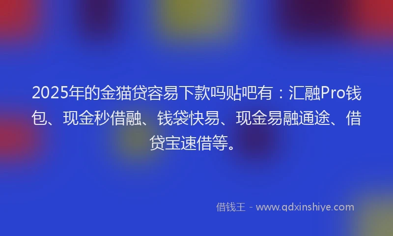 2025年的金猫贷容易下款吗贴吧有：汇融Pro钱包、现金秒借融、钱袋快易、现金易融通途、借贷宝速借等。