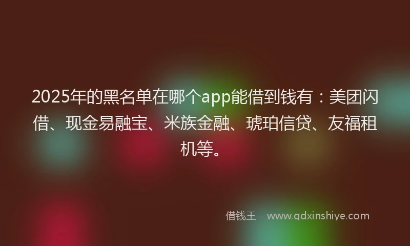 2025年的黑名单在哪个app能借到钱有：美团闪借、现金易融宝、米族金融、琥珀信贷、友福租机等。