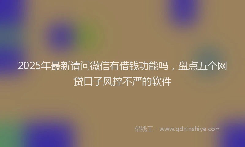 2025年最新请问微信有借钱功能吗，盘点五个网贷口子风控不严的软件