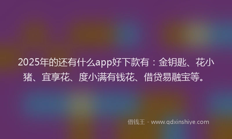 2025年的还有什么app好下款有：金钥匙、花小猪、宜享花、度小满有钱花、借贷易融宝等。