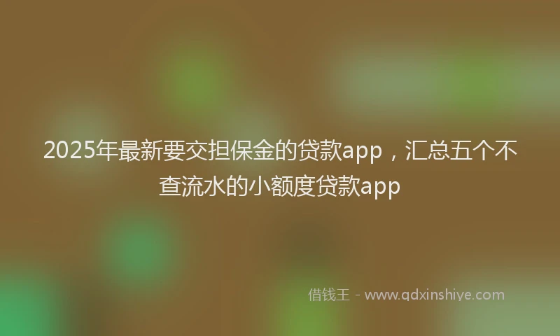 2025年最新要交担保金的贷款app，汇总五个不查流水的小额度贷款app