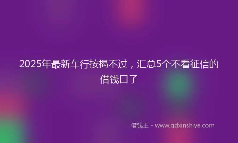 2025年最新车行按揭不过，汇总5个不看征信的借钱口子