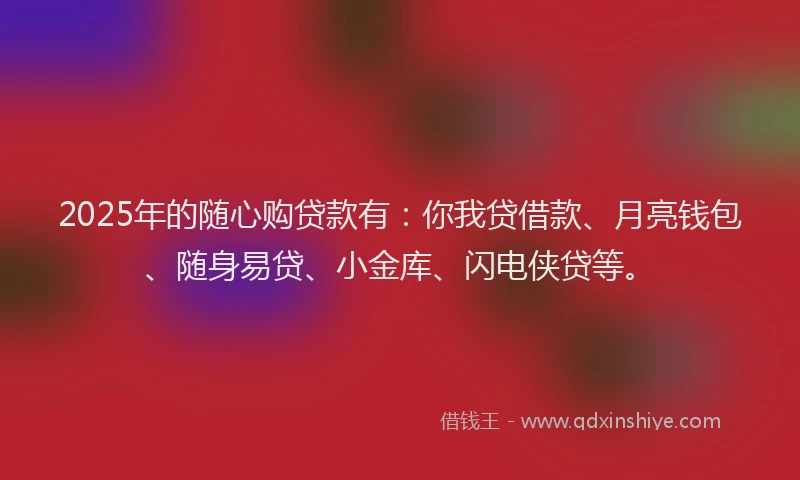 2025年的随心购贷款有：你我贷借款、月亮钱包、随身易贷、小金库、闪电侠贷等。