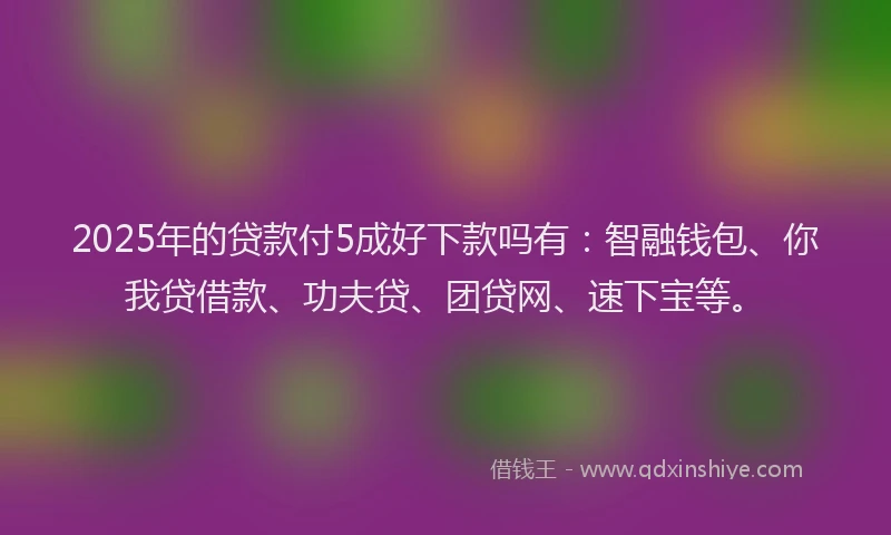 2025年的贷款付5成好下款吗有：智融钱包、你我贷借款、功夫贷、团贷网、速下宝等。