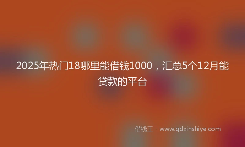 2025年热门18哪里能借钱1000，汇总5个12月能贷款的平台