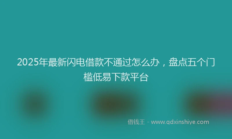 2025年最新闪电借款不通过怎么办，盘点五个门槛低易下款平台