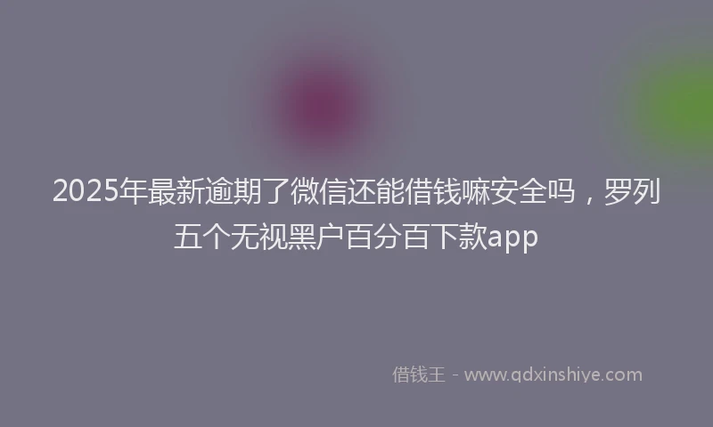 2025年最新逾期了微信还能借钱嘛安全吗，罗列五个无视黑户百分百下款app