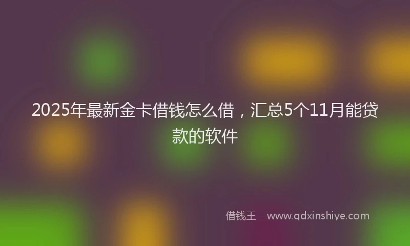 2025年最新金卡借钱怎么借，汇总5个11月能贷款的软件
