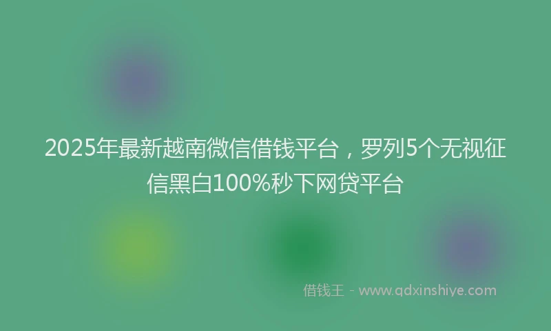 2025年最新越南微信借钱平台，罗列5个无视征信黑白100%秒下网贷平台