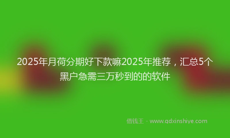 2025年月荷分期好下款嘛2025年推荐，汇总5个黑户急需三万秒到的的软件