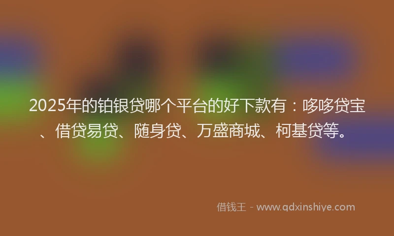 2025年的铂银贷哪个平台的好下款有：哆哆贷宝、借贷易贷、随身贷、万盛商城、柯基贷等。