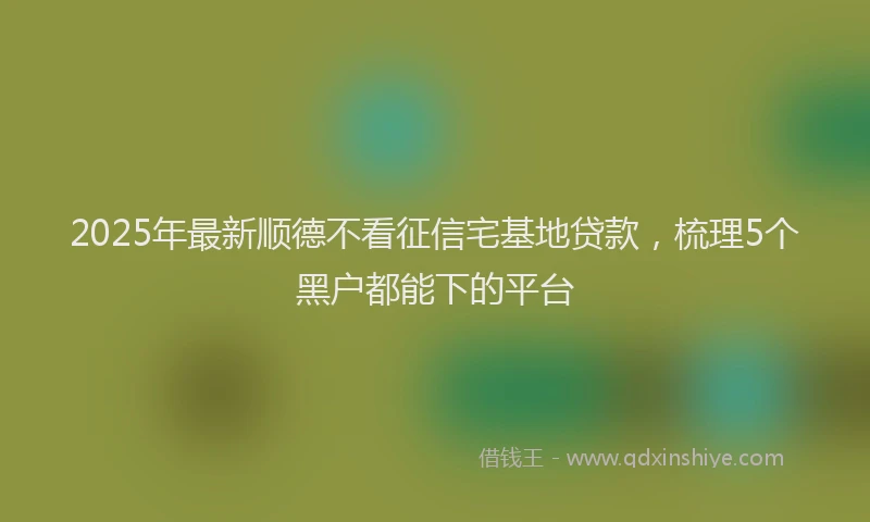 2025年最新顺德不看征信宅基地贷款，梳理5个黑户都能下的平台