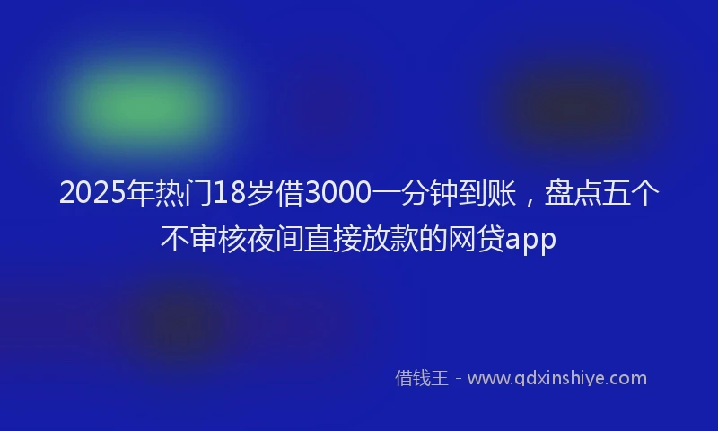 2025年热门18岁借3000一分钟到账，盘点五个不审核夜间直接放款的网贷app
