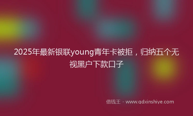 2025年最新银联young青年卡被拒，归纳五个无视黑户下款口子