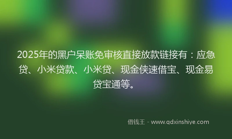2025年的黑户呆账免审核直接放款链接有：应急贷、小米贷款、小米贷、现金侠速借宝、现金易贷宝通等。