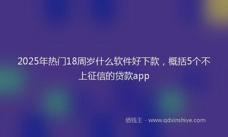 2025年热门18周岁什么软件好下款，概括5个不上征信的贷款app